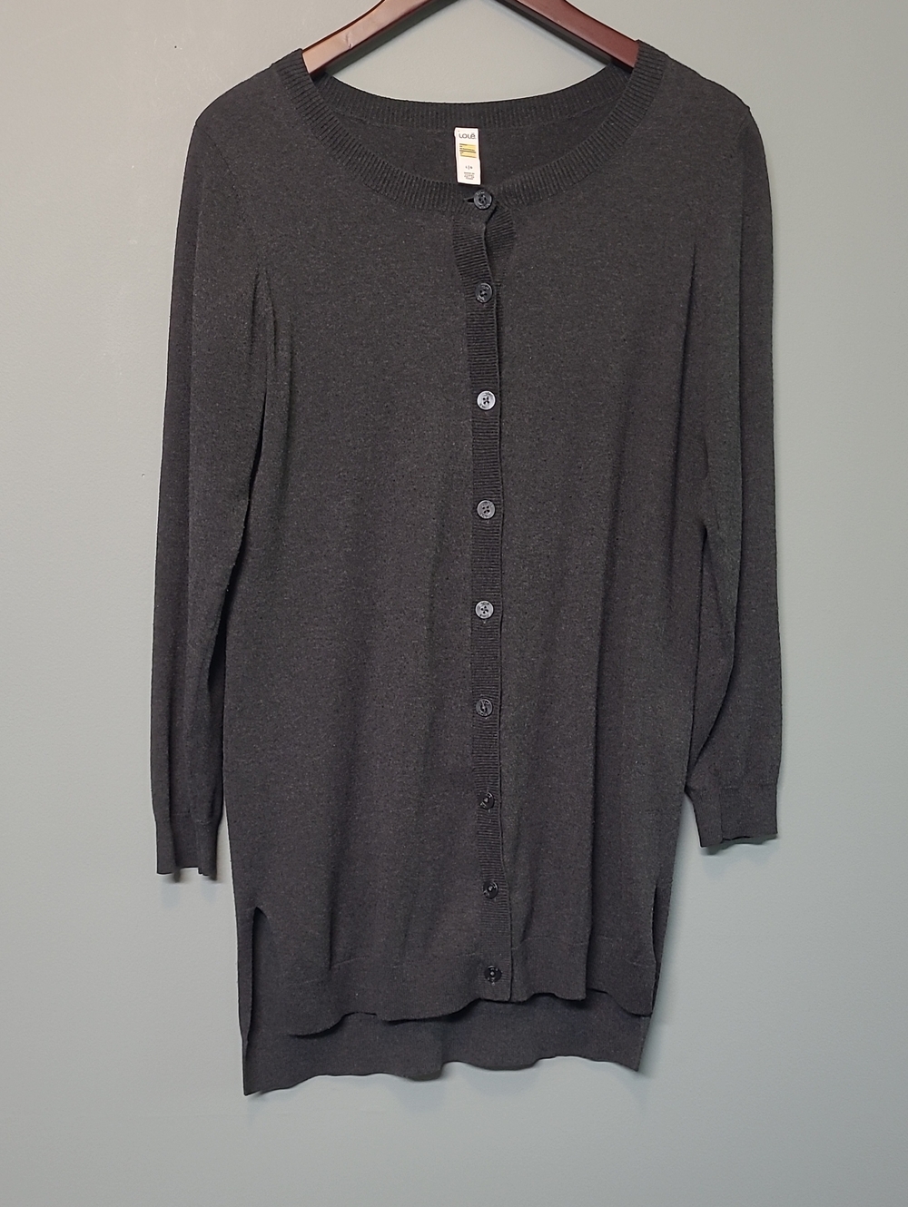 Lole charcoal gray button-front cardigan sweater